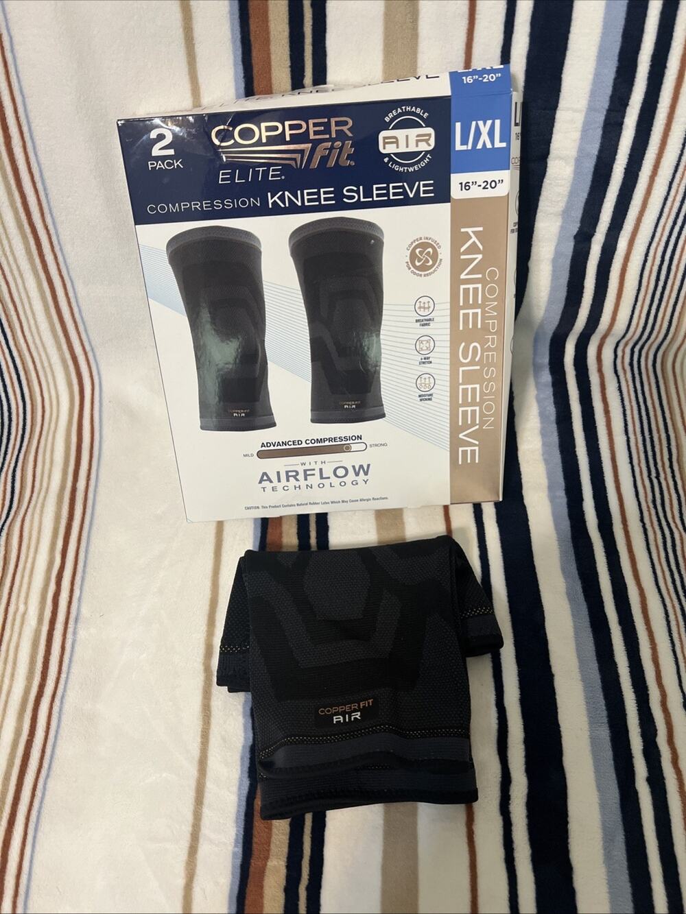 Copper Fit Elite Knee Sleeve 2 Pack Compression Brace L/XL